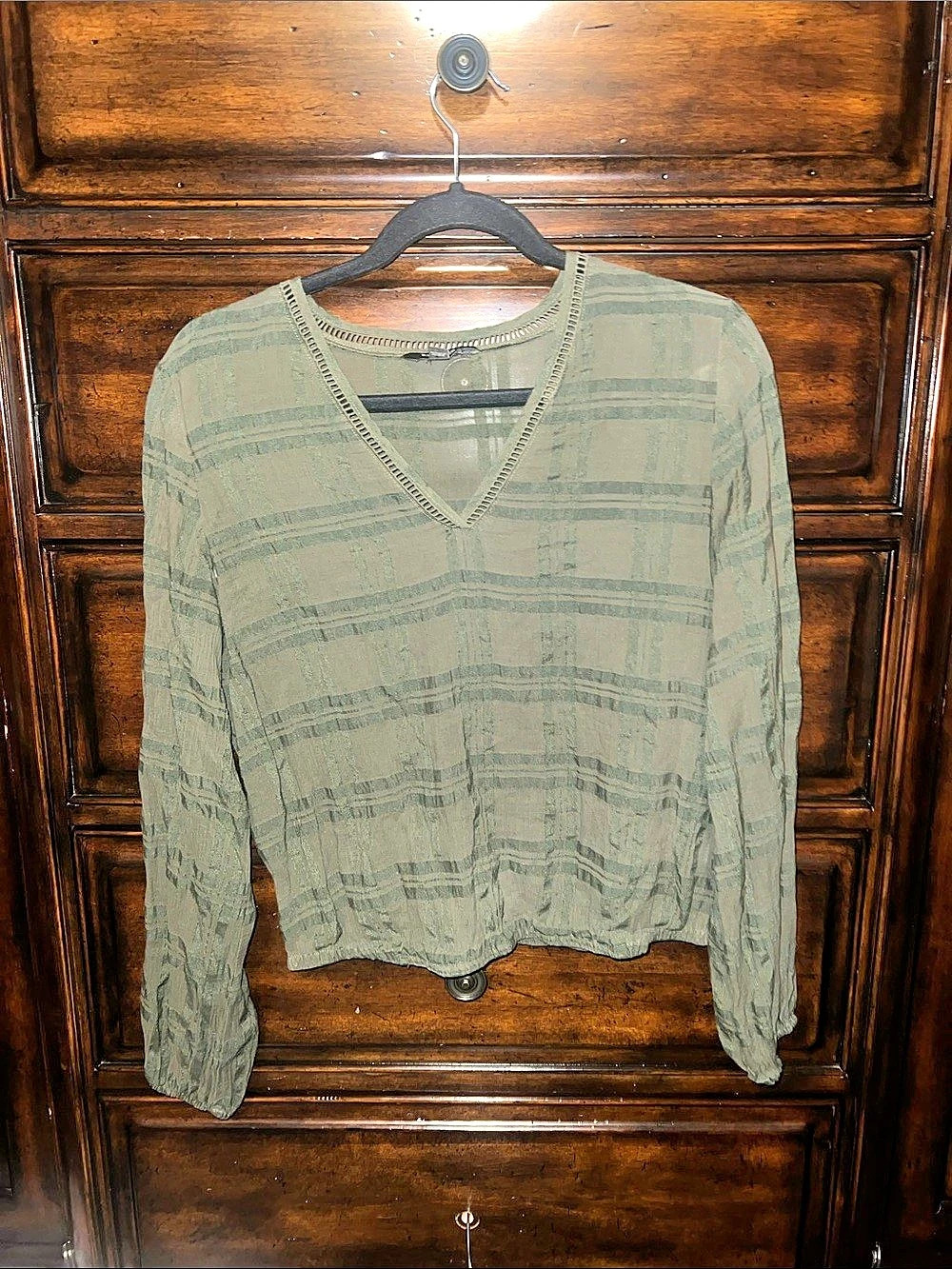 Express Plaid Long Sleeve Blouse in Green Size Small Like New
